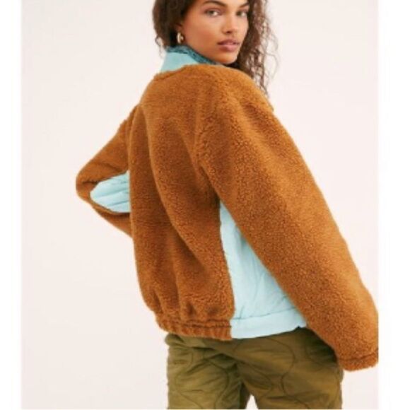 𝑓𝑟𝑒𝑒 𝑝𝑒𝑜𝑝𝑙𝑒 S Rust Rivington Sherpa Faux Shearling Jacket - Picture 11 of 12